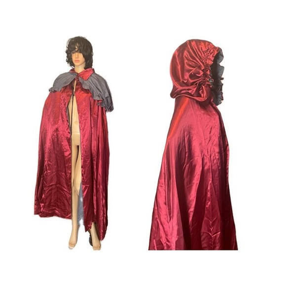 Renaissance fair red satin cape - Picture 6 of 10
